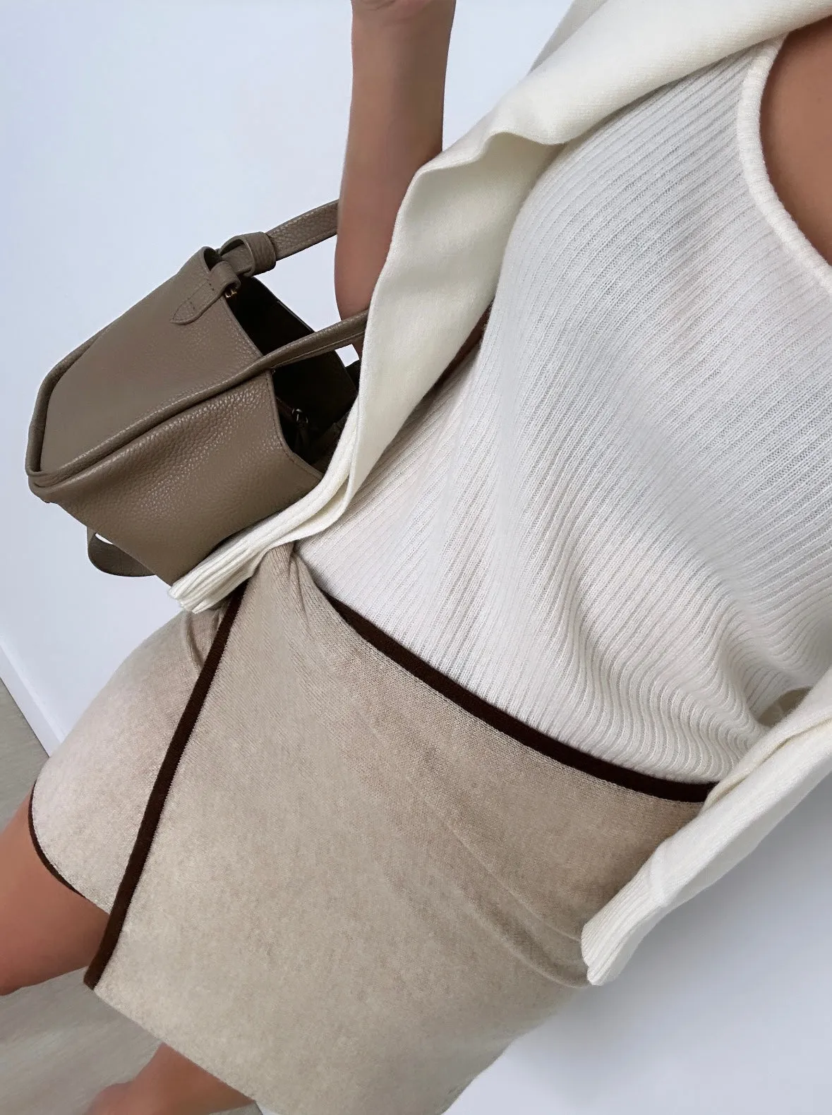 4-Way Cashmere Contrast Wrap Neutrals