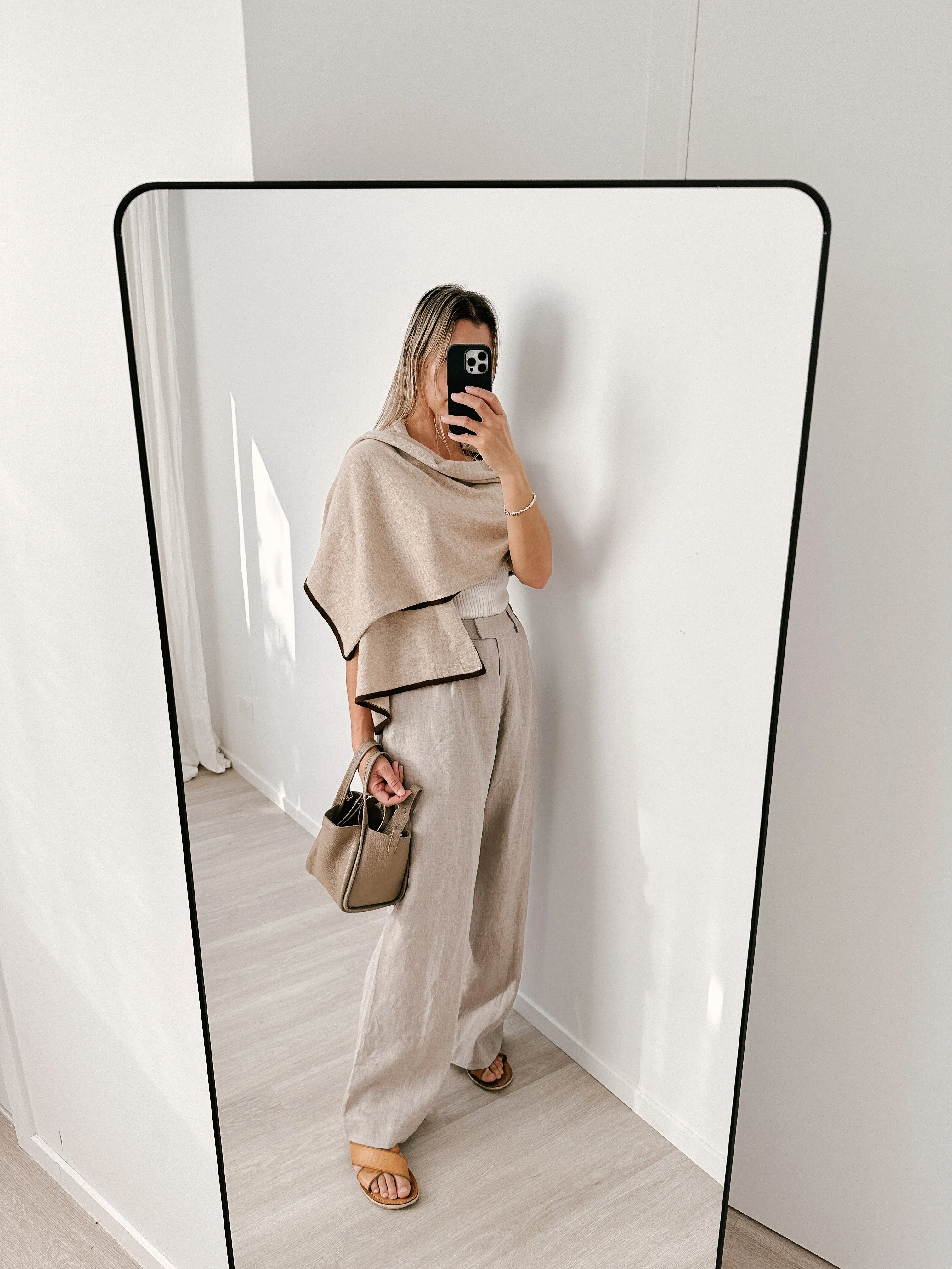 4-Way Cashmere Contrast Wrap Neutrals
