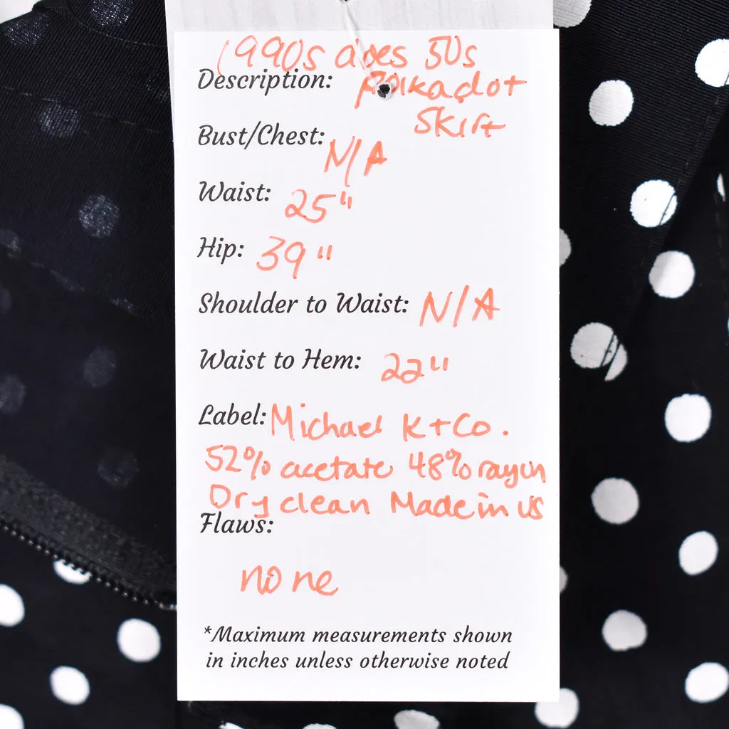 90s does 1950s Vintage Polka Dot Skirt