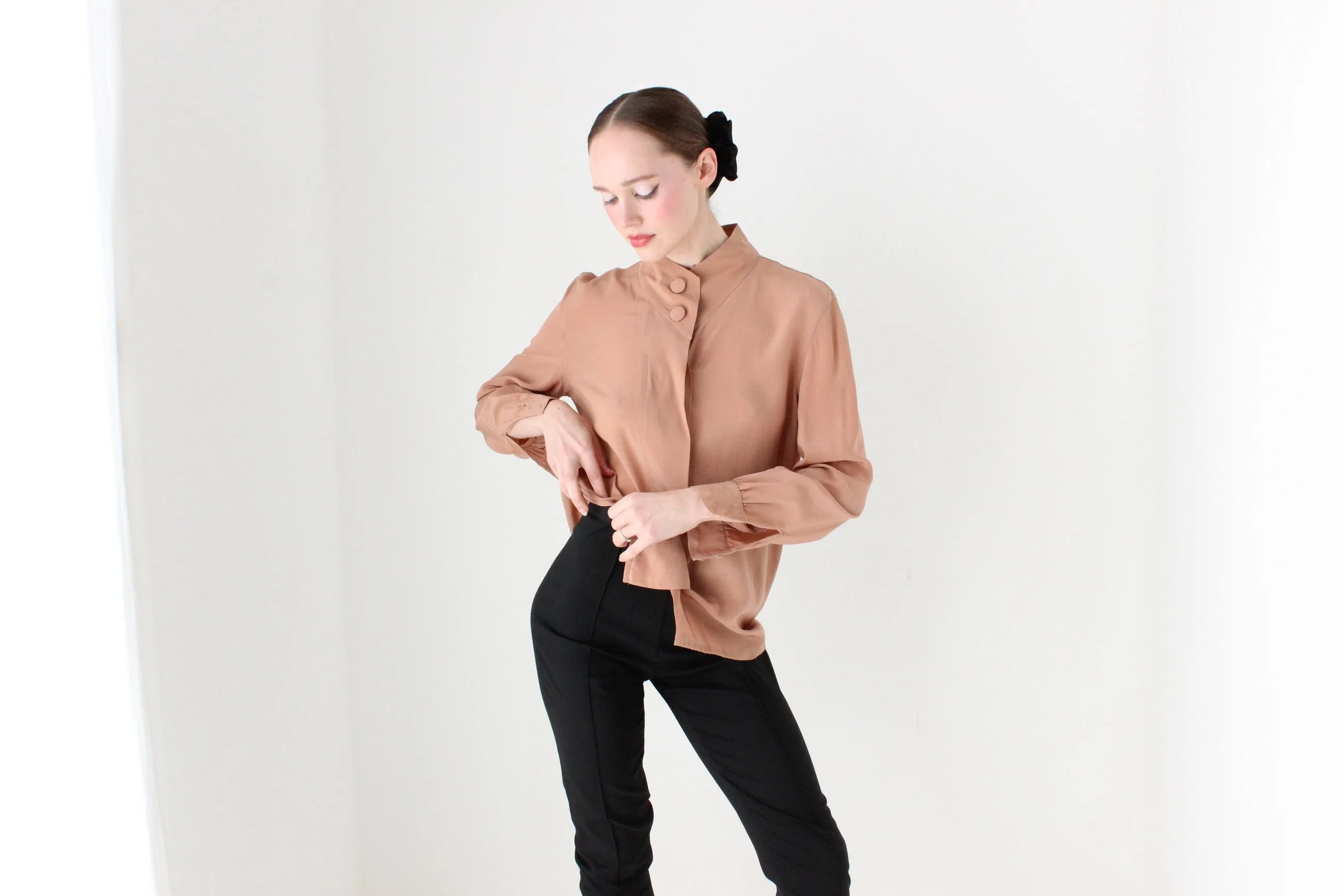 BALLETCORE 80s West German Designer Silk Blouse