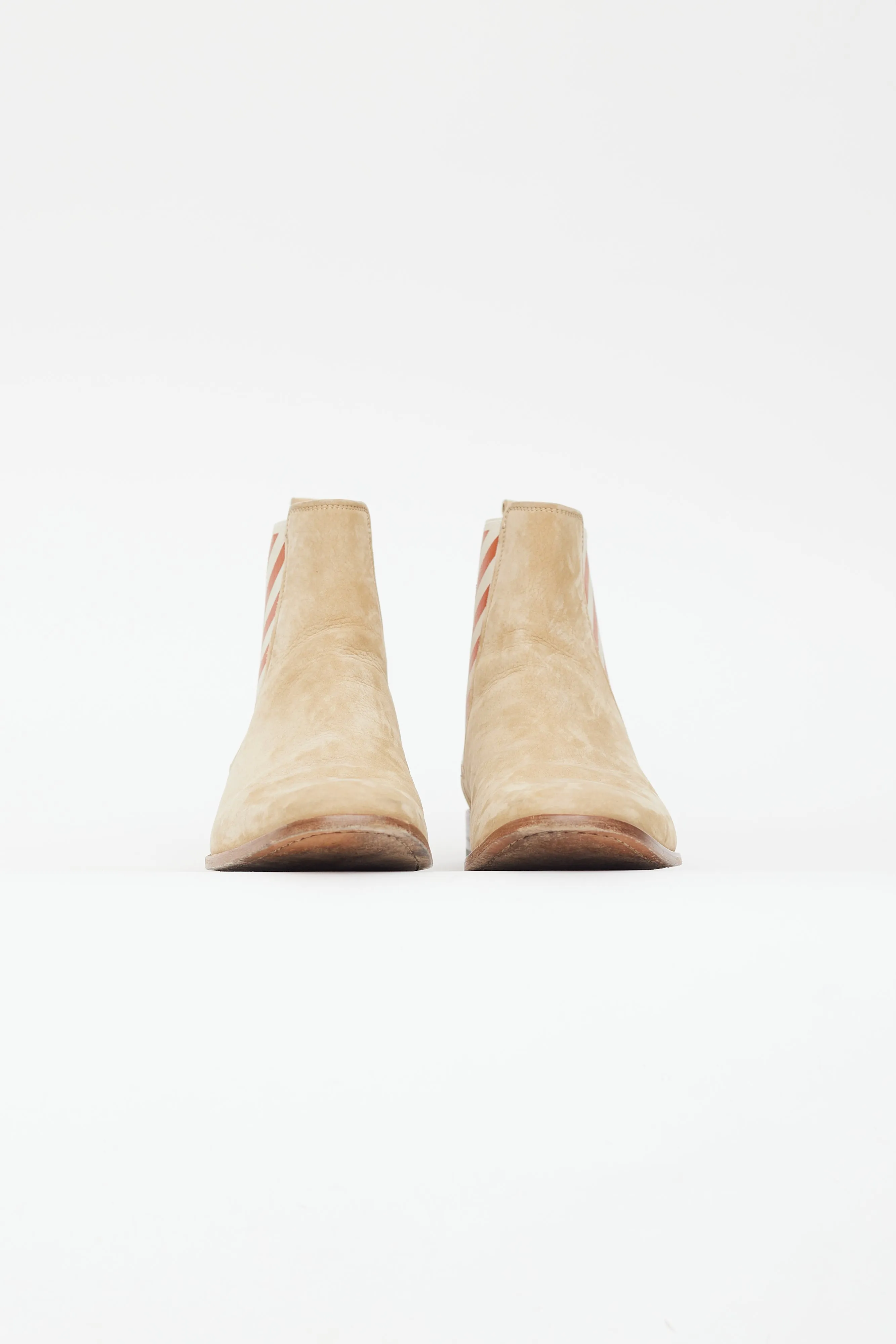 Beige Suede Logo Chelsea Boot
