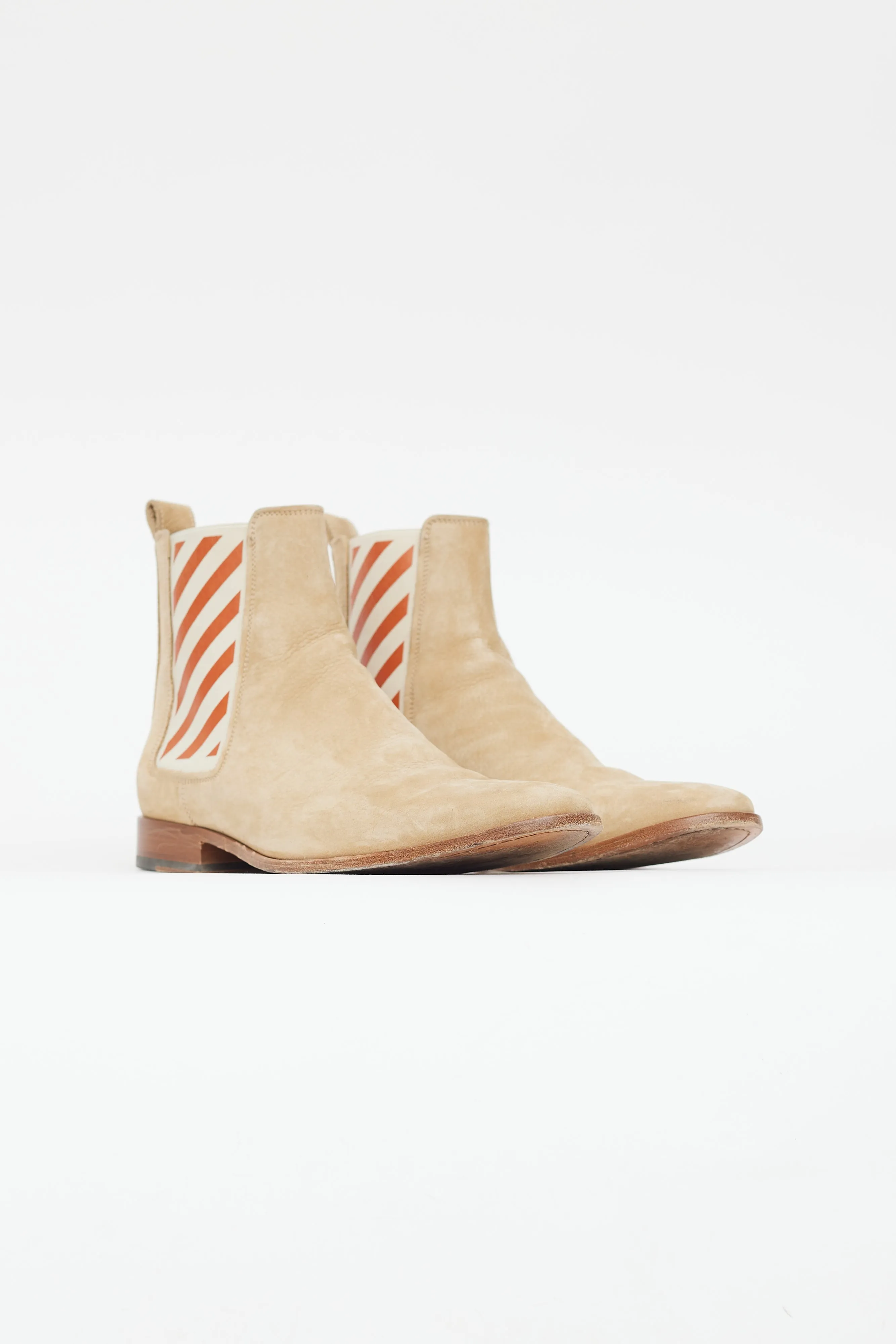 Beige Suede Logo Chelsea Boot