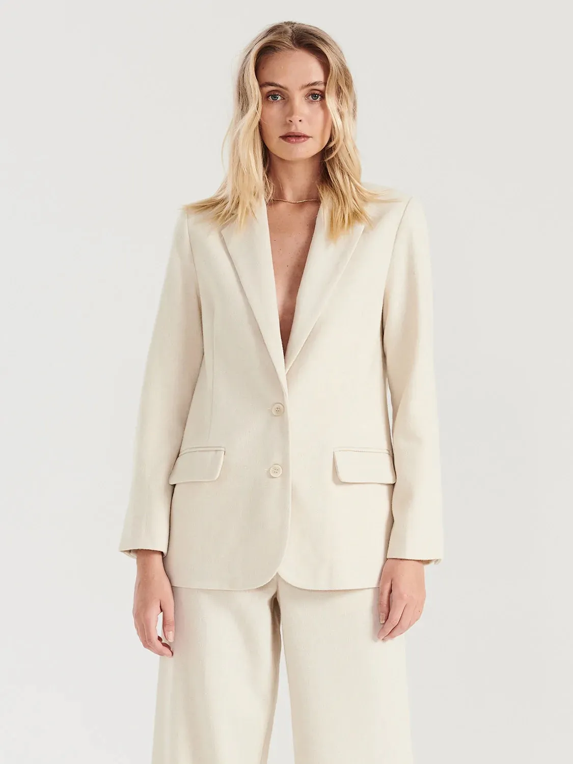 Bella Woven Blazer (Bone)