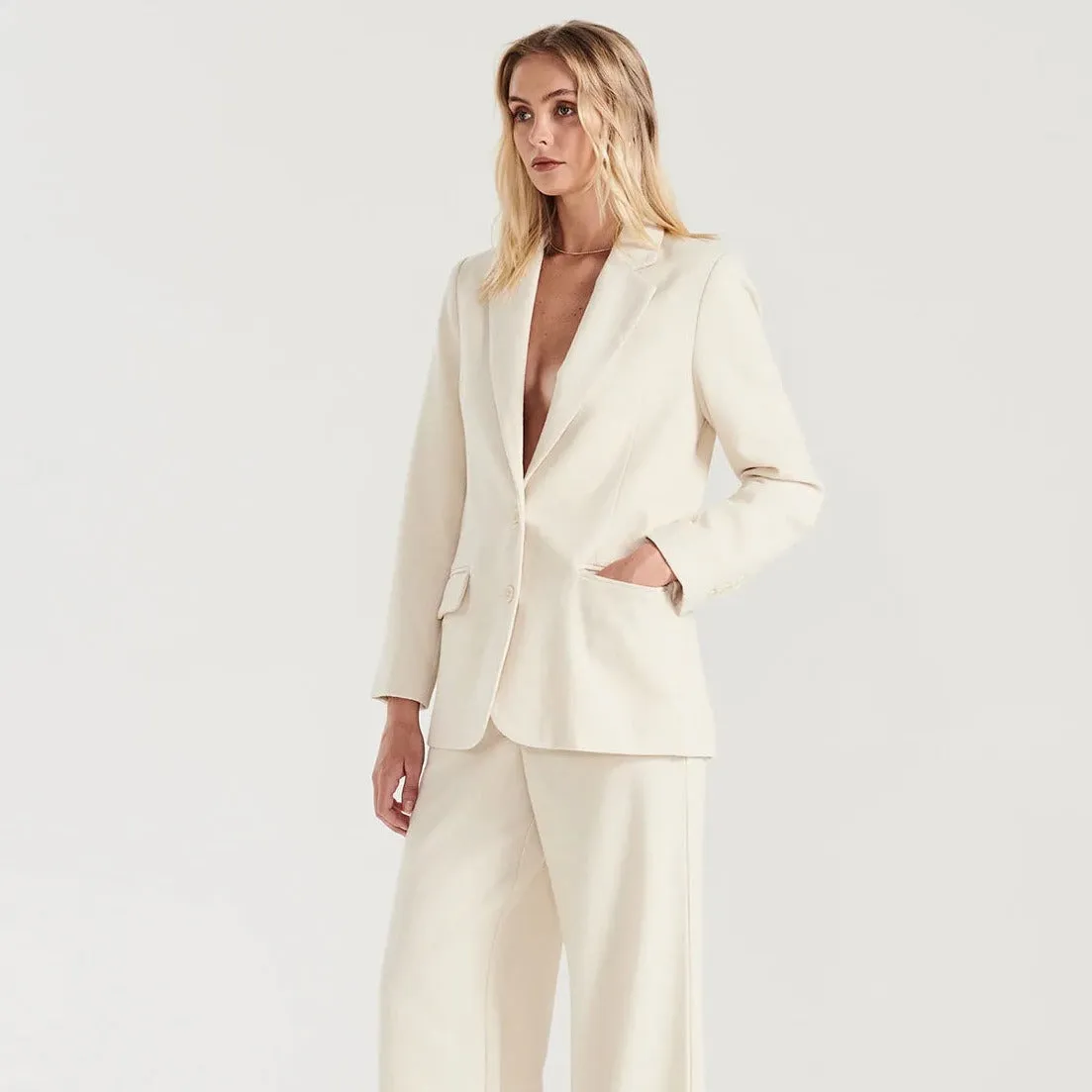 Bella Woven Blazer (Bone)