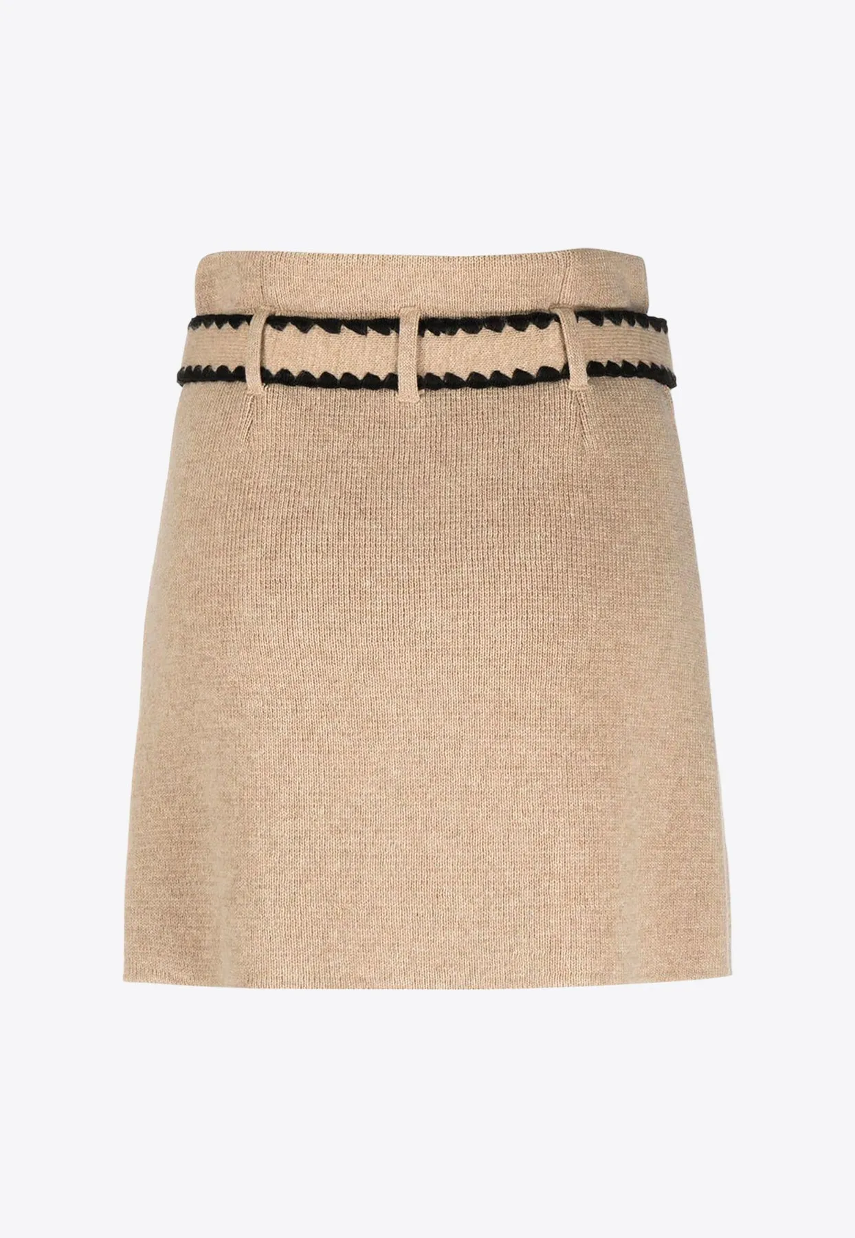 Belted Wool Mini Skirt