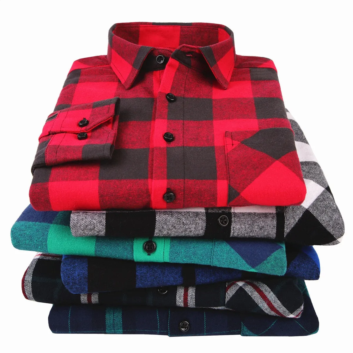 BINJUEMENS Flannel Men's Plaid Slim Fit Shirt