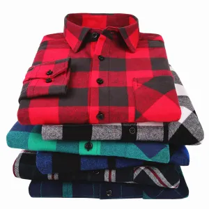 BINJUEMENS Flannel Men's Plaid Slim Fit Shirt