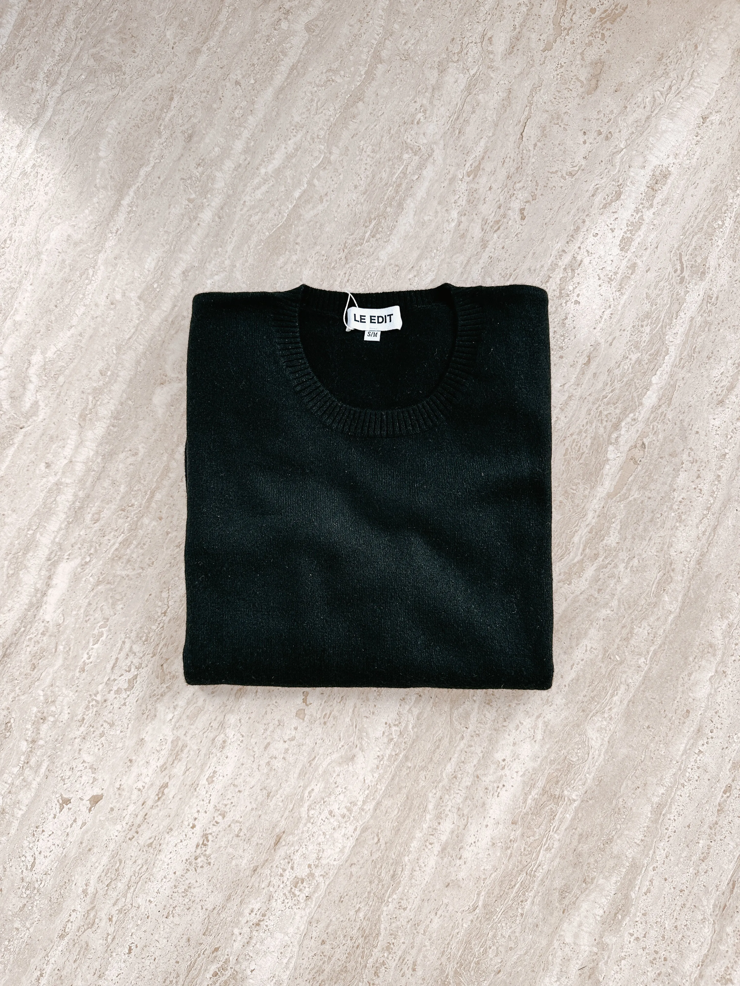 Black Pure Cashmere Crew