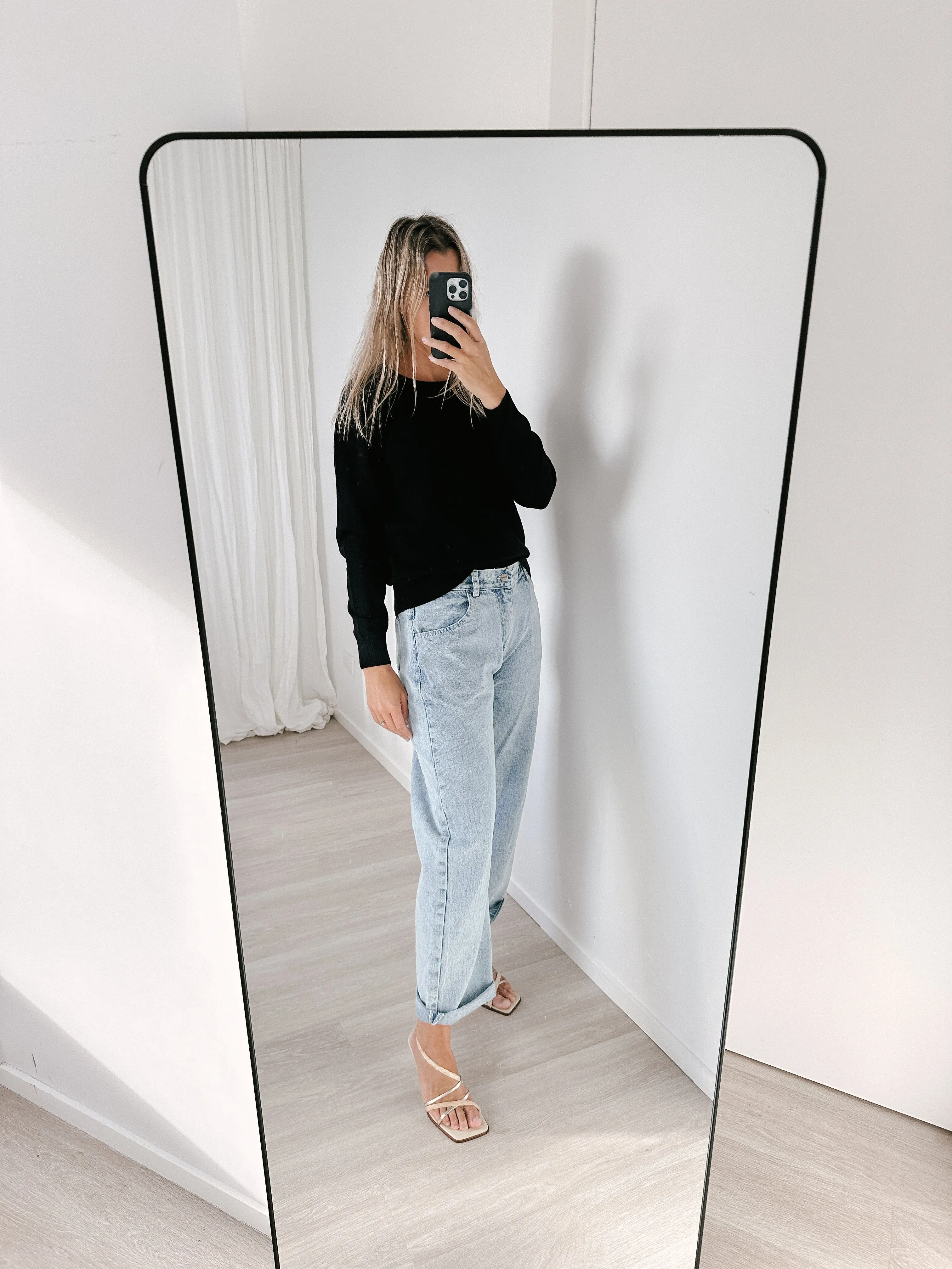 Black Pure Cashmere Crew