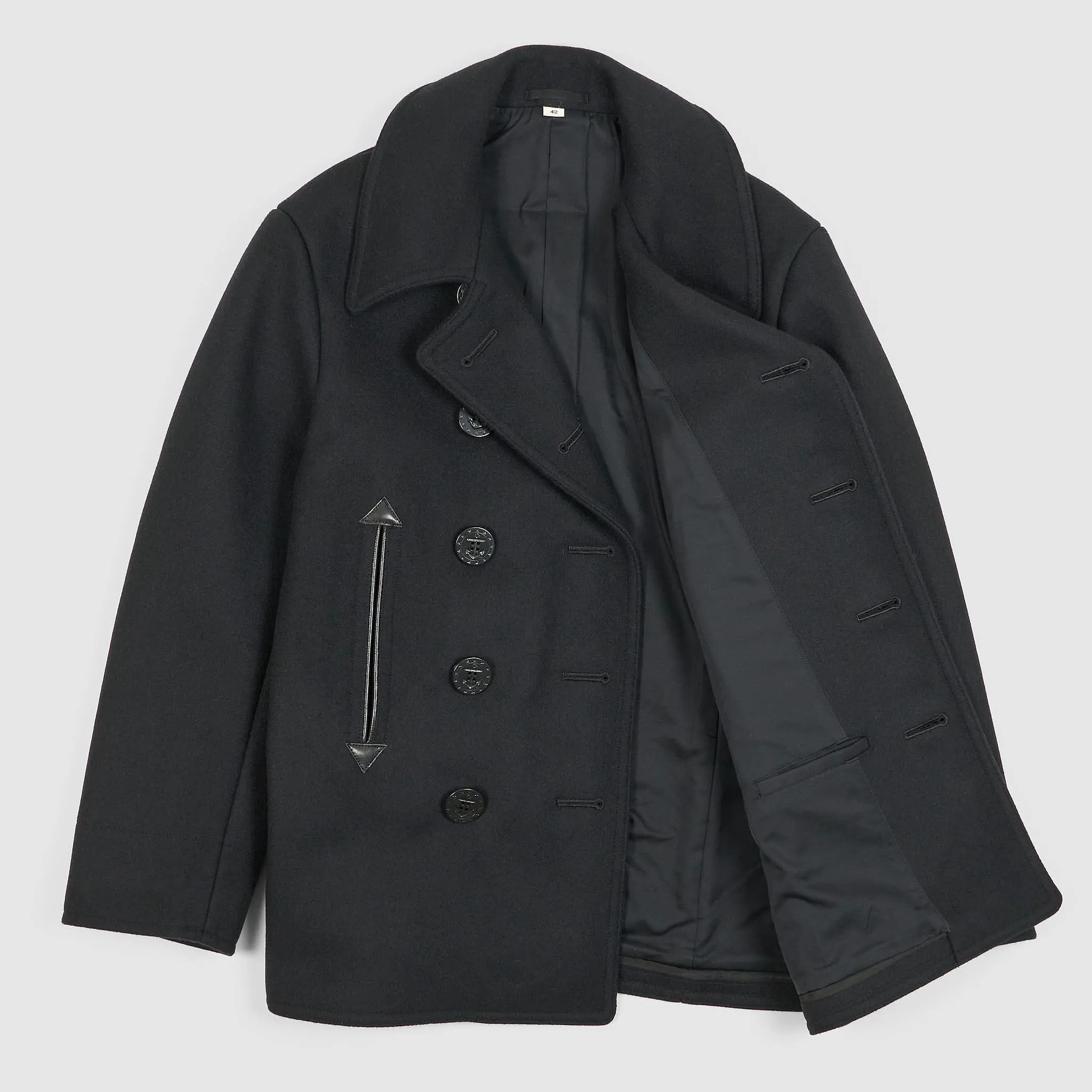 Buzz Rickson's P-Coat With Leather Trims Wiliam Gibson Collection