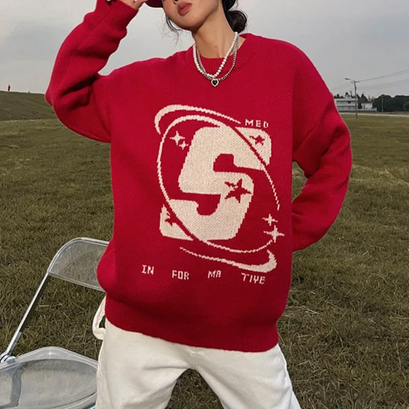 Capital Letter Print Sweaters