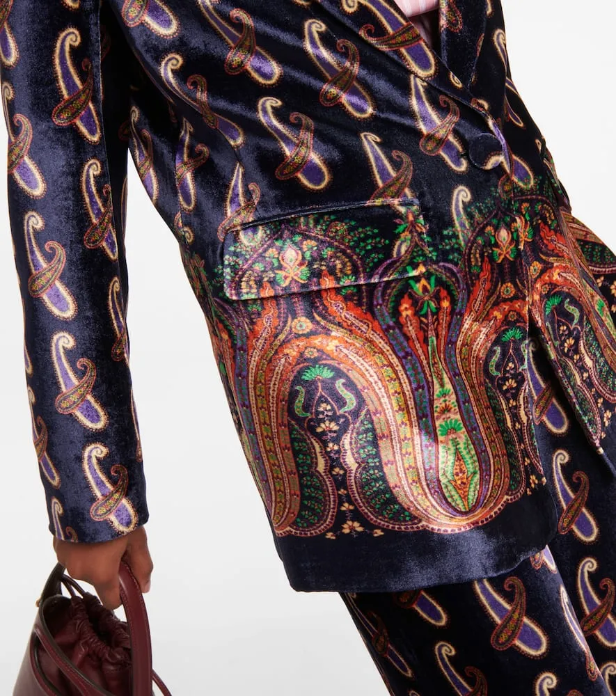 Etro Paisley single-breasted velvet blazer