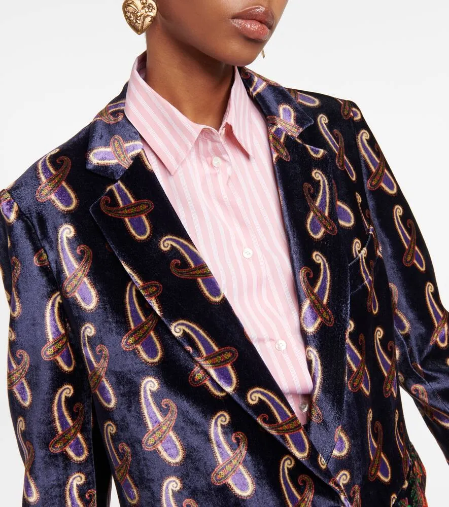 Etro Paisley single-breasted velvet blazer