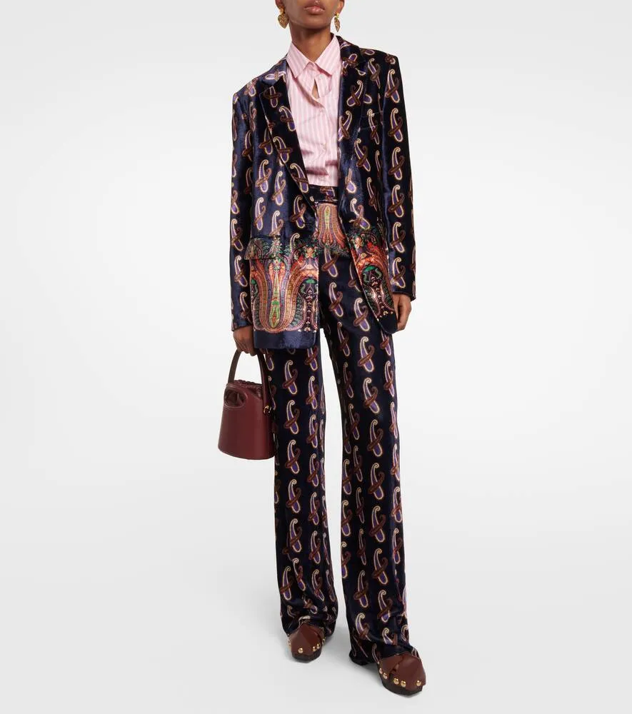Etro Paisley single-breasted velvet blazer