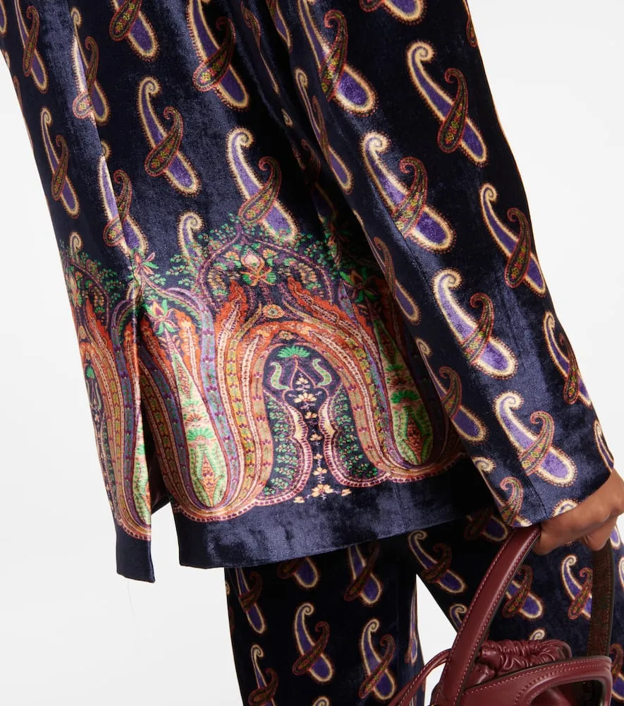Etro Paisley single-breasted velvet blazer