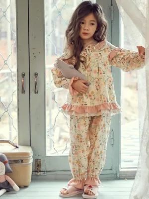 Flower Child Floral Print Ruffle Pajamas