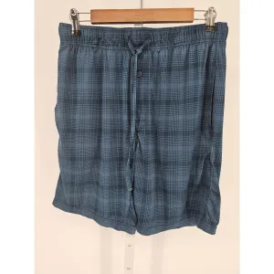 Fruit of the Loom Mens Sz M Casual Elastic Waist Athletic Shorts Blue Plaid