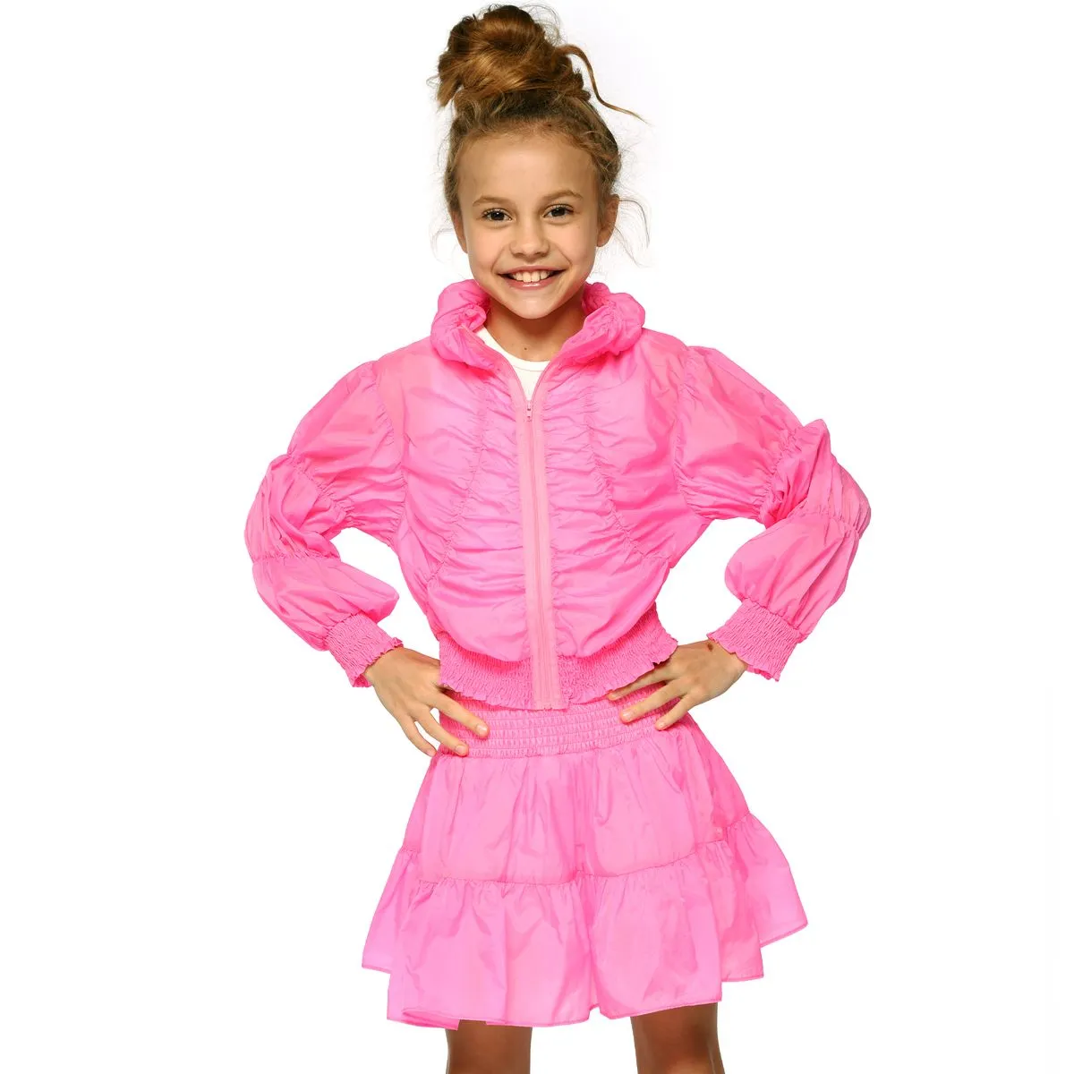 GBY Ruched Parachute Jacket in Hot Pink