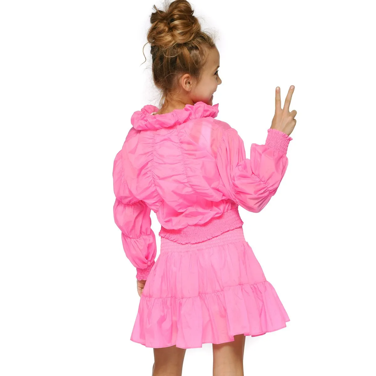 GBY Ruched Parachute Jacket in Hot Pink