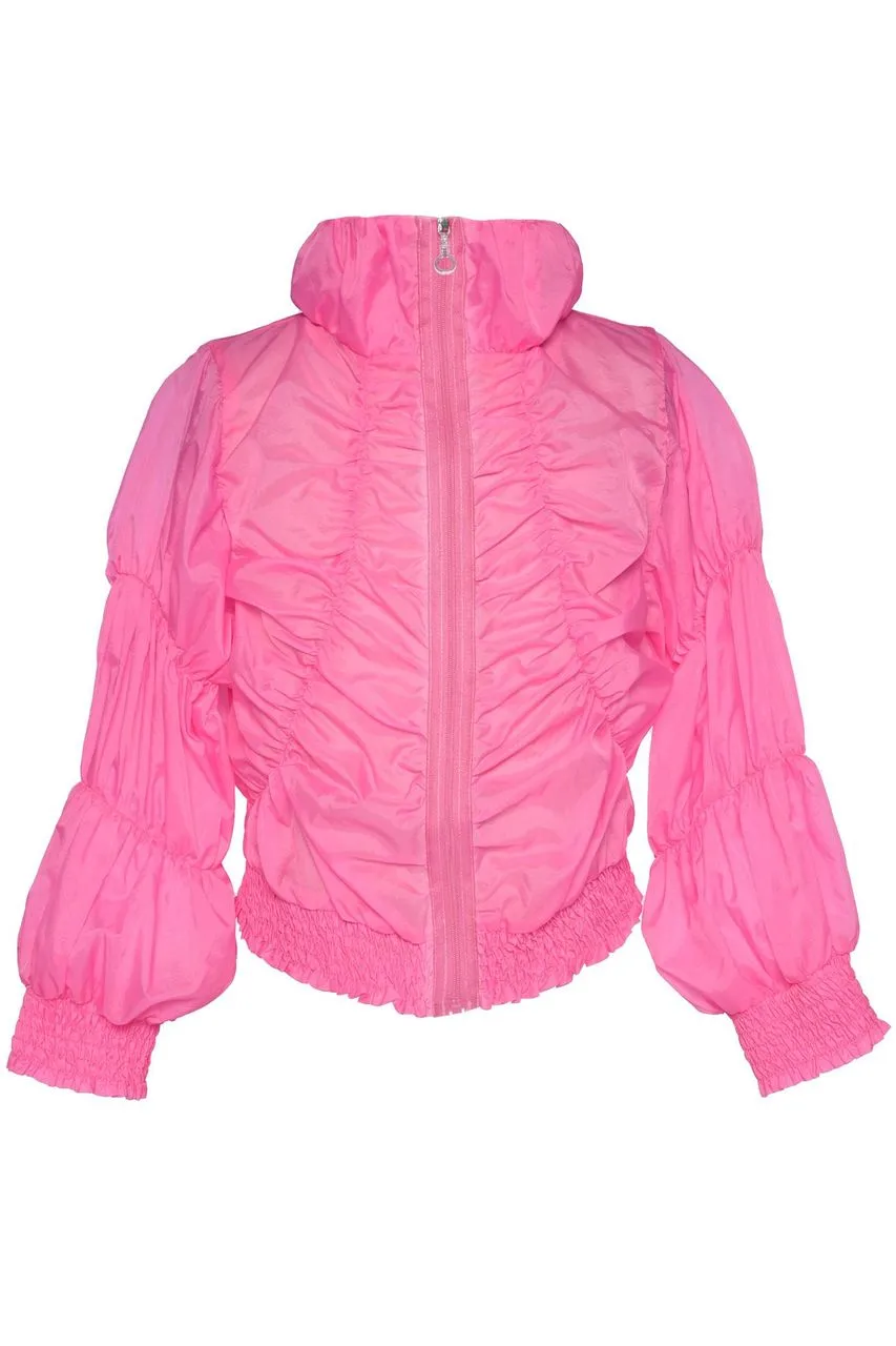 GBY Ruched Parachute Jacket in Hot Pink