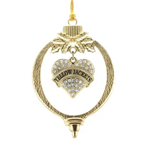 Gold Yellow Jackets Pave Heart Charm Holiday Ornament