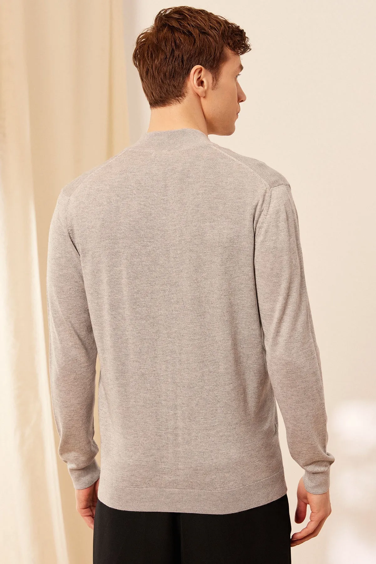 Gray Silk and Cashmere Utku Men's Cardigan