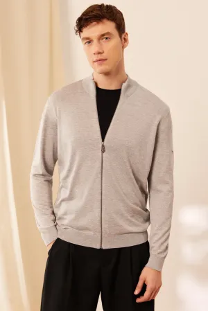 Gray Silk and Cashmere Utku Men's Cardigan