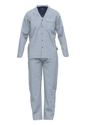 Götzburg Mens Pure Cotton Pyjama Set - Blue Check