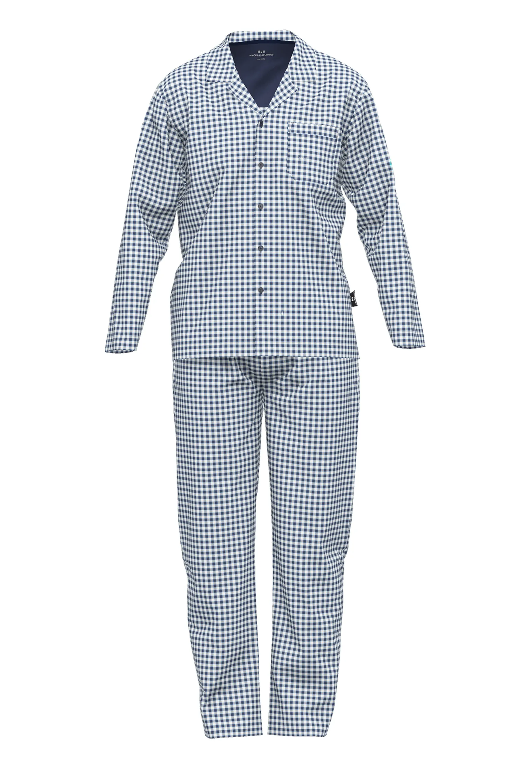 Götzburg Mens Pure Cotton Pyjama Set - Blue Check