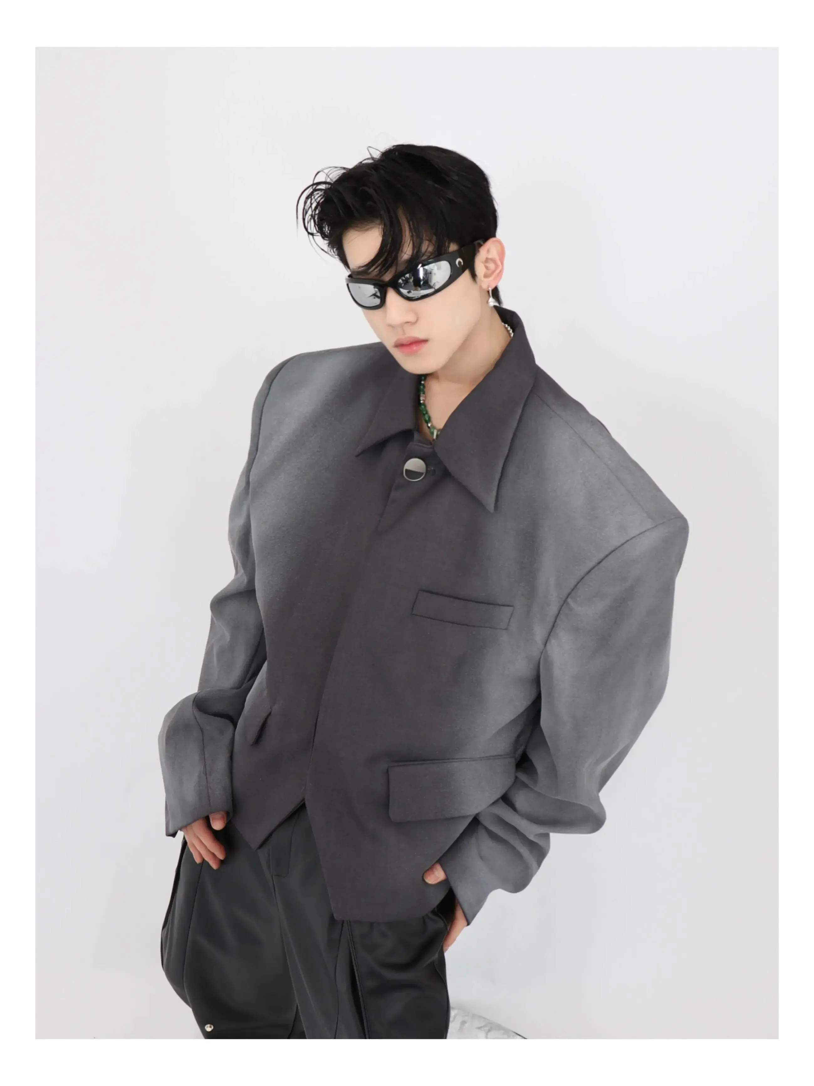 High Shoulder Grey Jacket