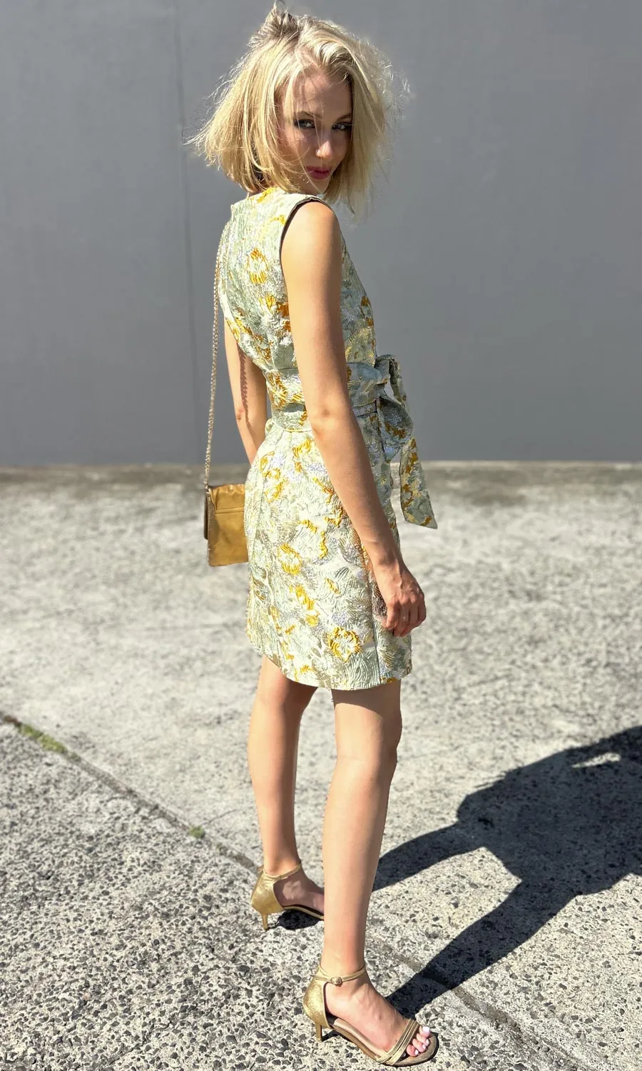 hoss Babette Silk Dress -  Mint Green Gold