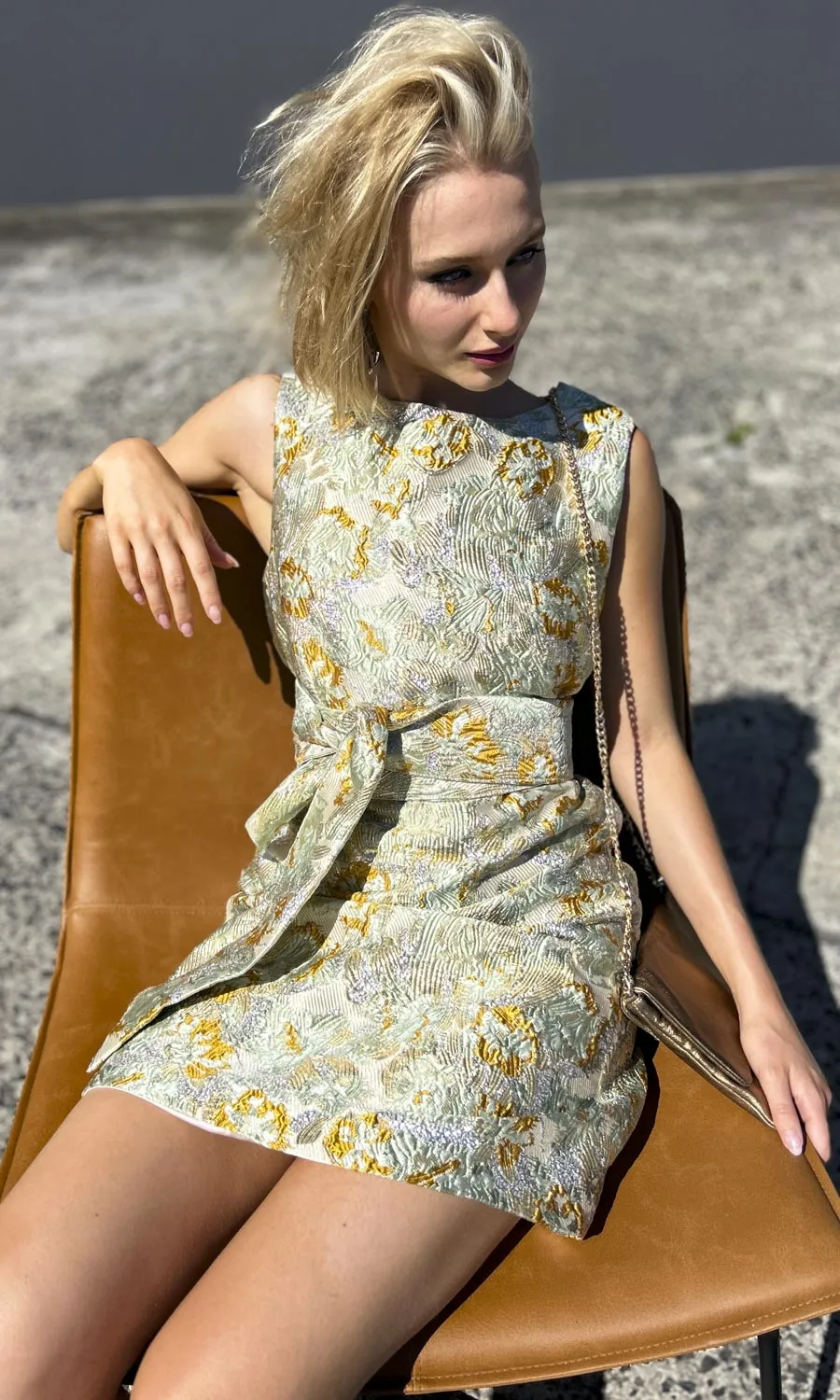 hoss Babette Silk Dress -  Mint Green Gold