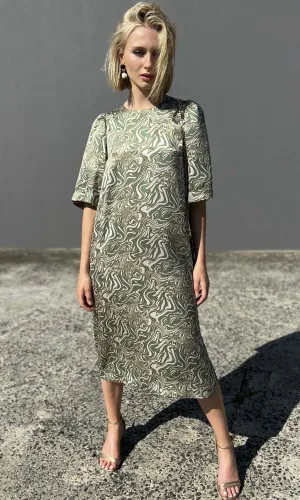 hoss Babylon Silk Dress - Green Swirl