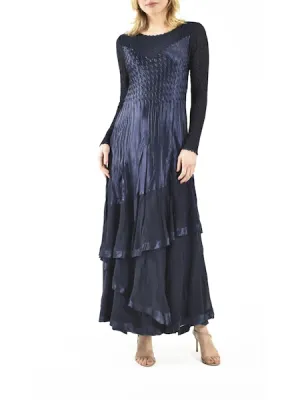 Long Sleeved Gown with Illusion Neck Gown