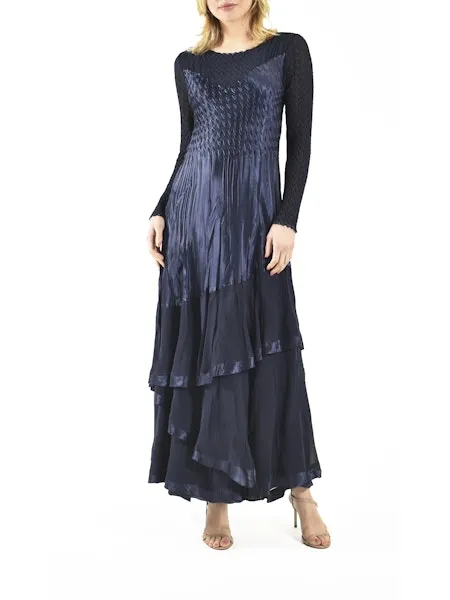 Long Sleeved Gown with Illusion Neck Gown