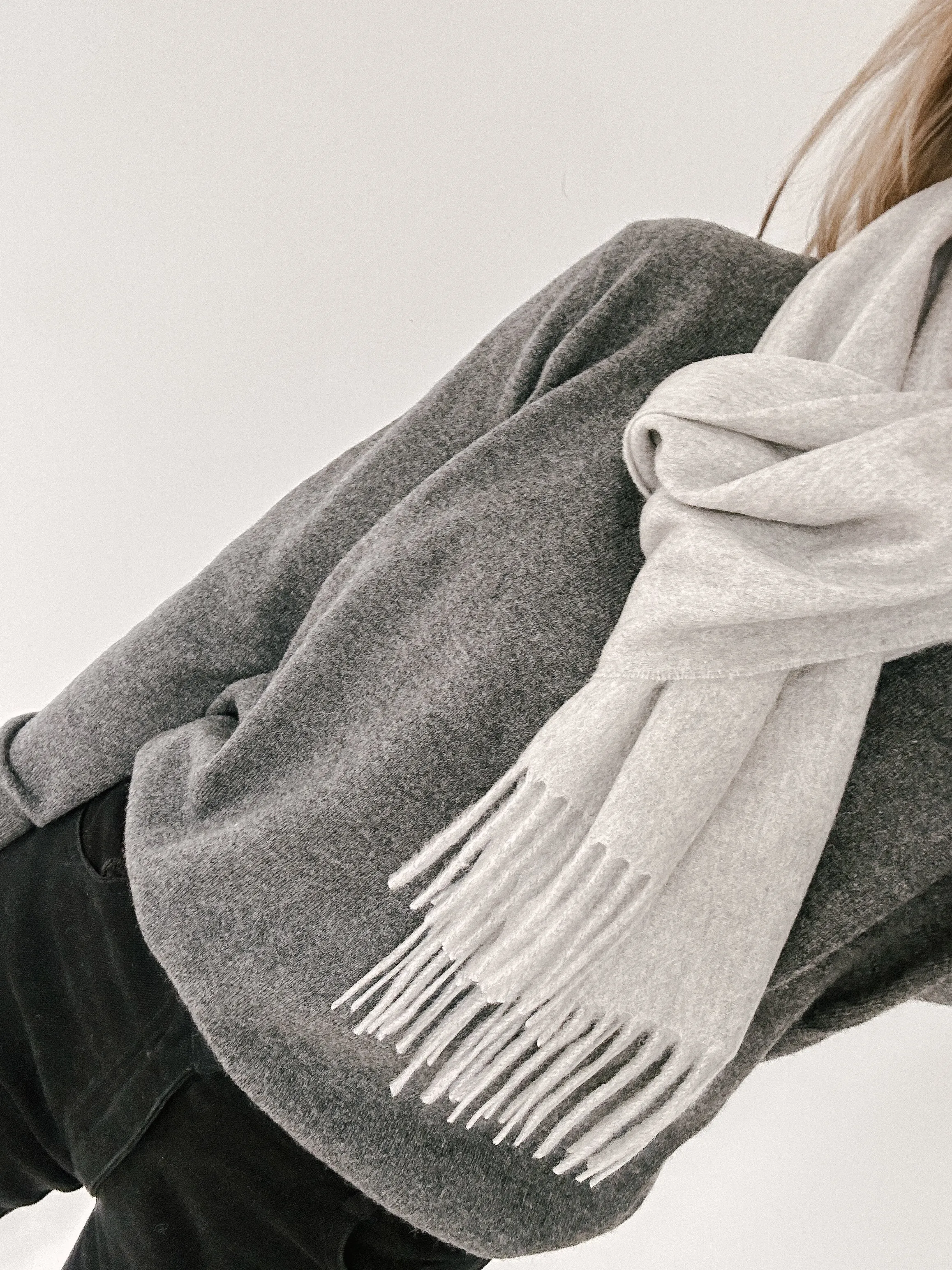 Marle Grey Pure Cashmere Scarf