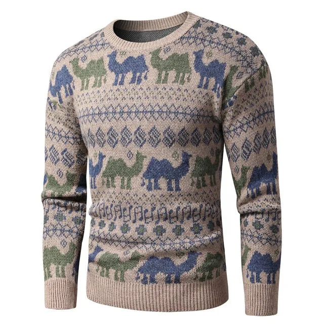 Men 2021 Spring New Vintage Style Warm Sweater Pullovers Men Fashion Thick
