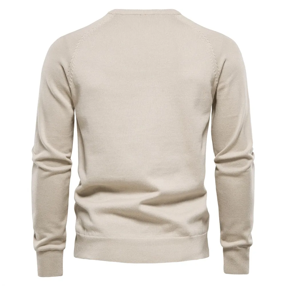 Men O-neck Cotton Argyle Sweater