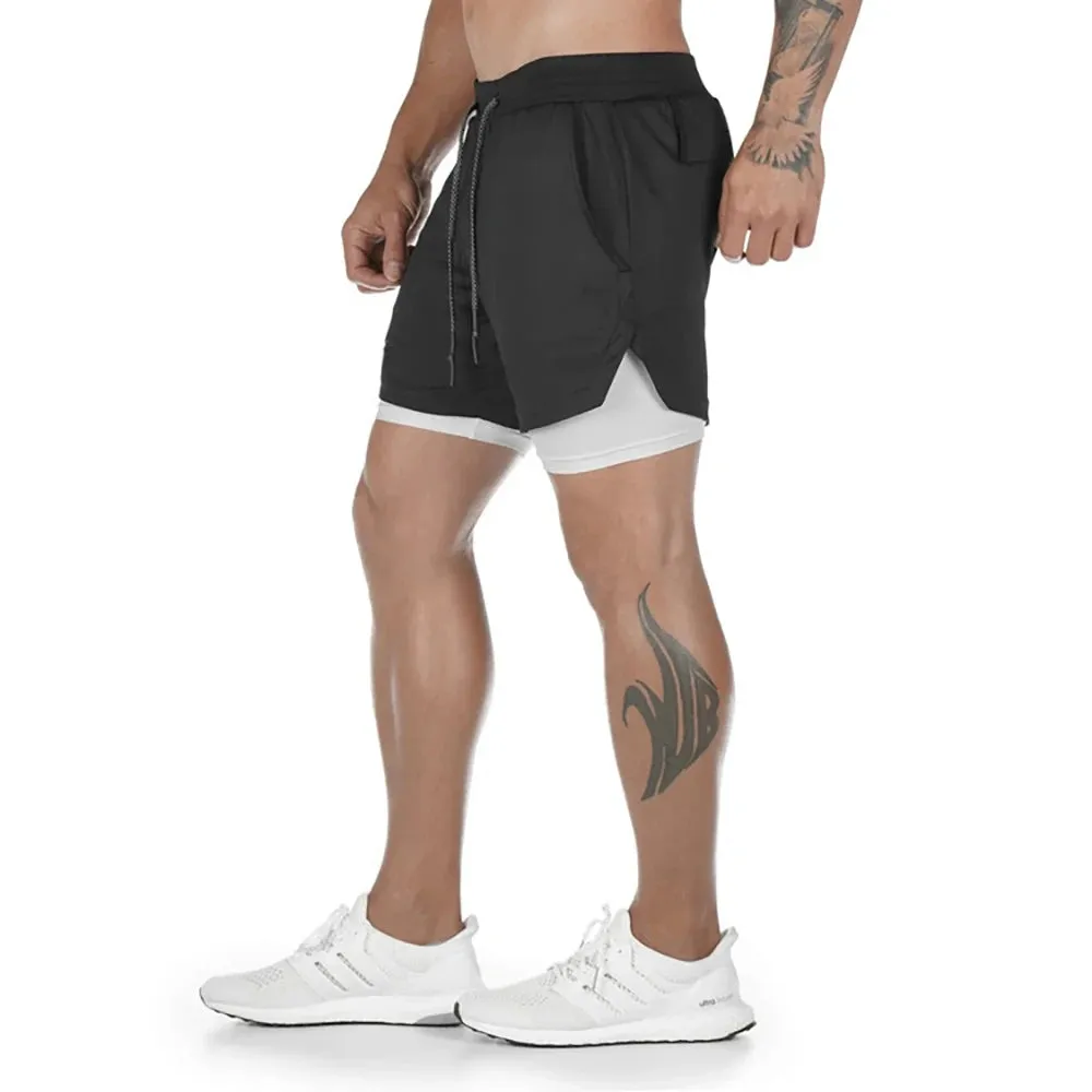 Men's 2-In-1 Quick Dry Gym Shorts Fitness