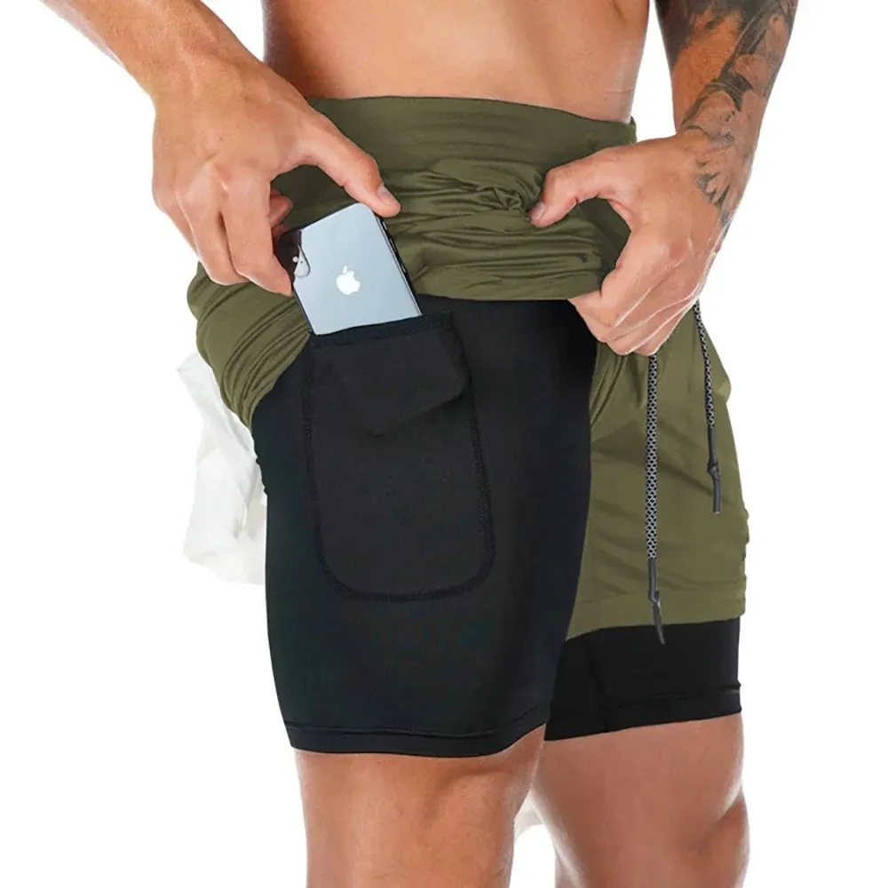 Men's 2-In-1 Quick Dry Gym Shorts Fitness