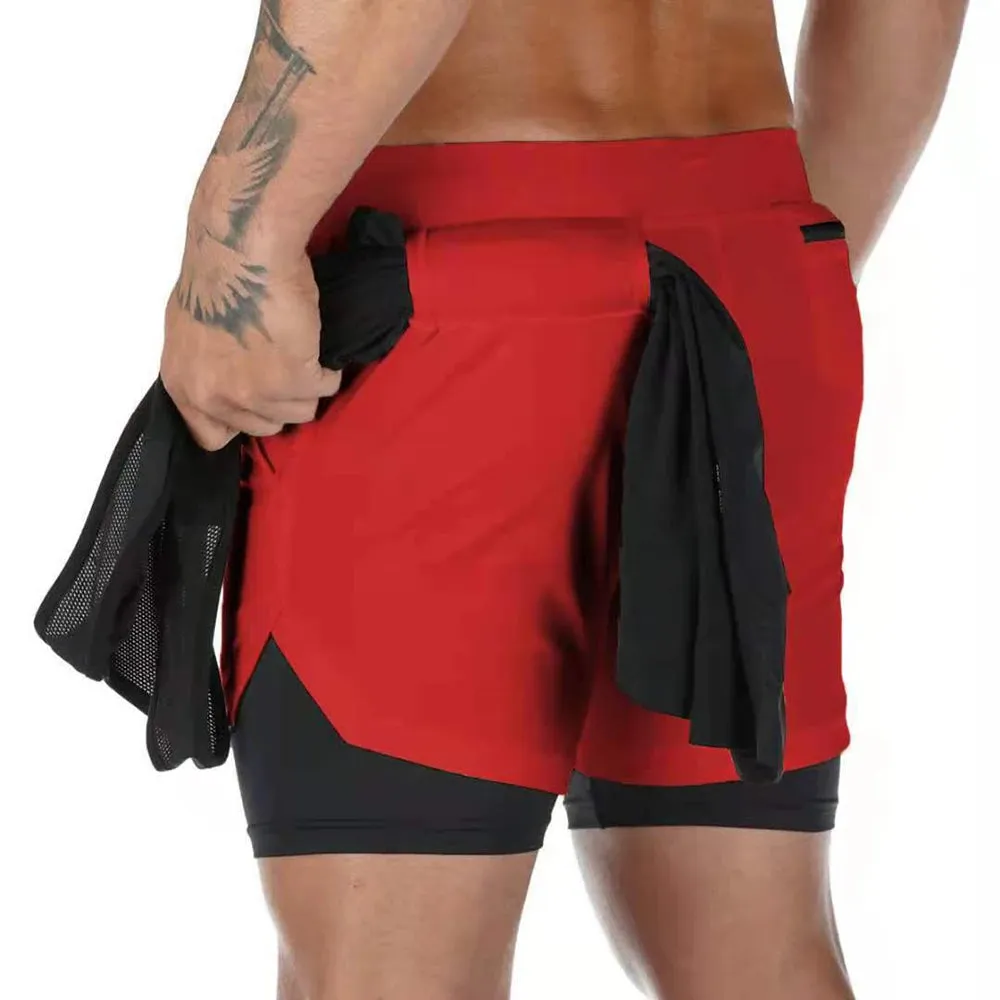Men's 2-In-1 Quick Dry Gym Shorts Fitness