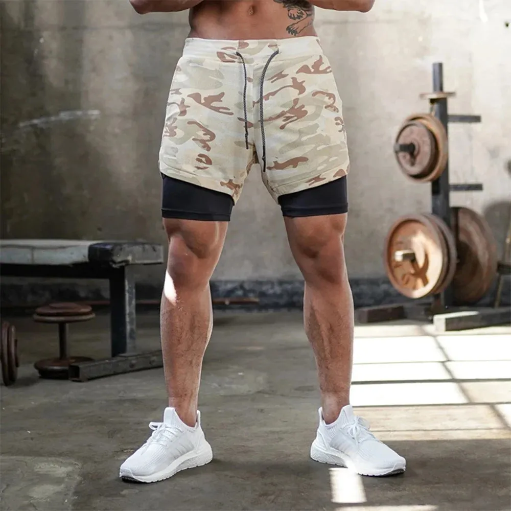 Men's 2-In-1 Quick Dry Gym Shorts Fitness