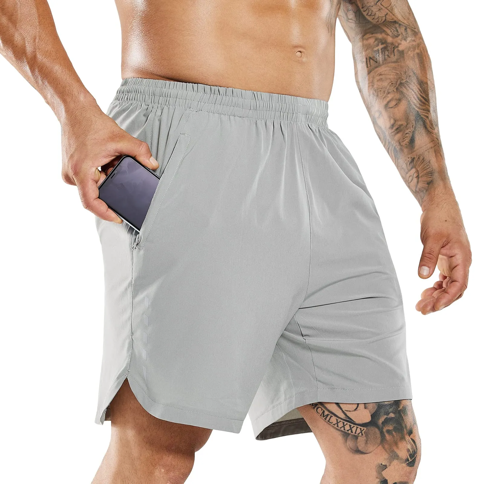 Men's 7 Inch Running Shorts Quick Dry with Zipper Pockets