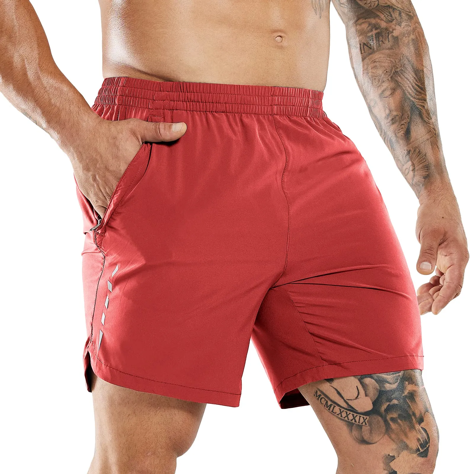 Men's 7 Inch Running Shorts Quick Dry with Zipper Pockets