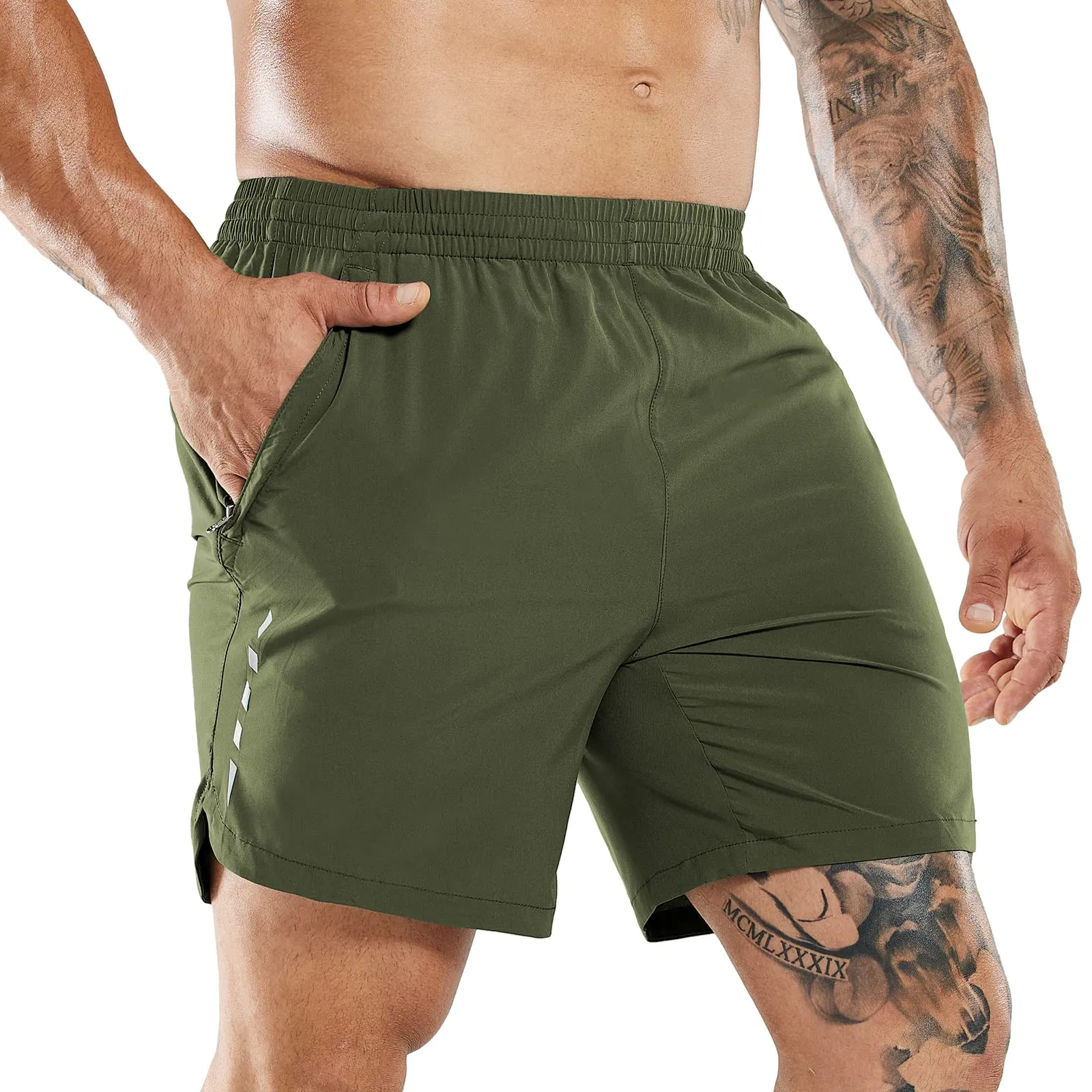 Men's 7 Inch Running Shorts Quick Dry with Zipper Pockets