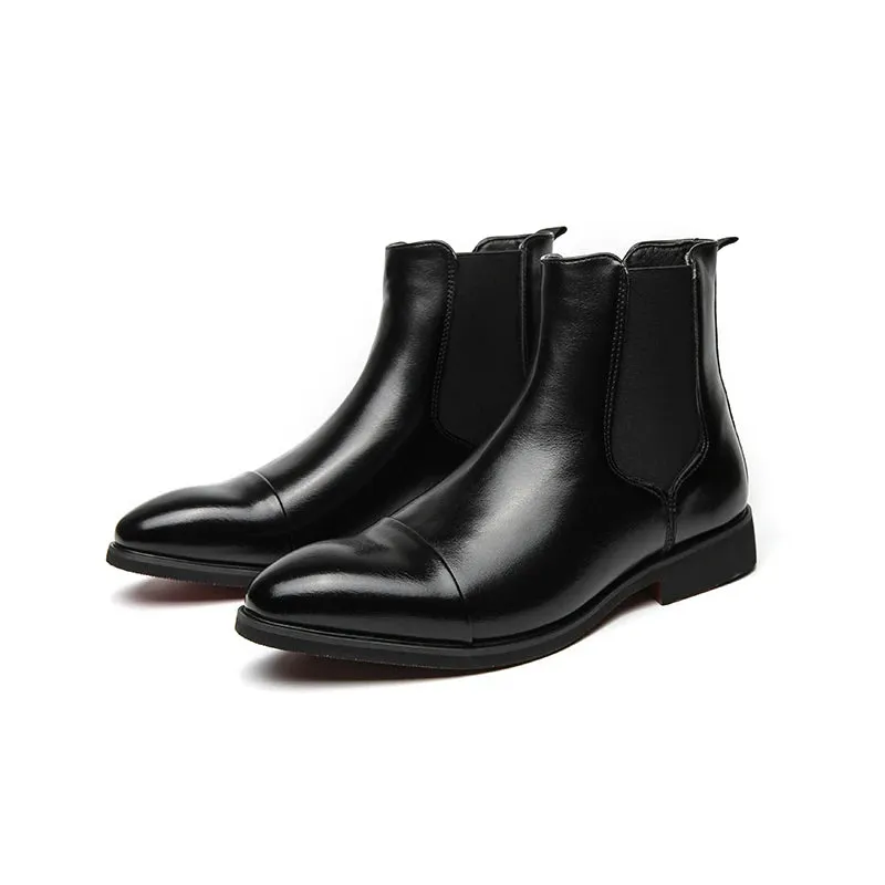 Men's Chelsea Boots - Red Sole PU Ankle Slip-On Business Shoes, Round Toe, Free Shipping, Sizes 38-46