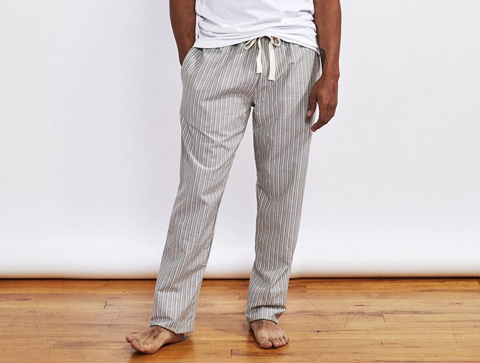 Men's Striped Organic Crinkled Pajama Pants - Renewed