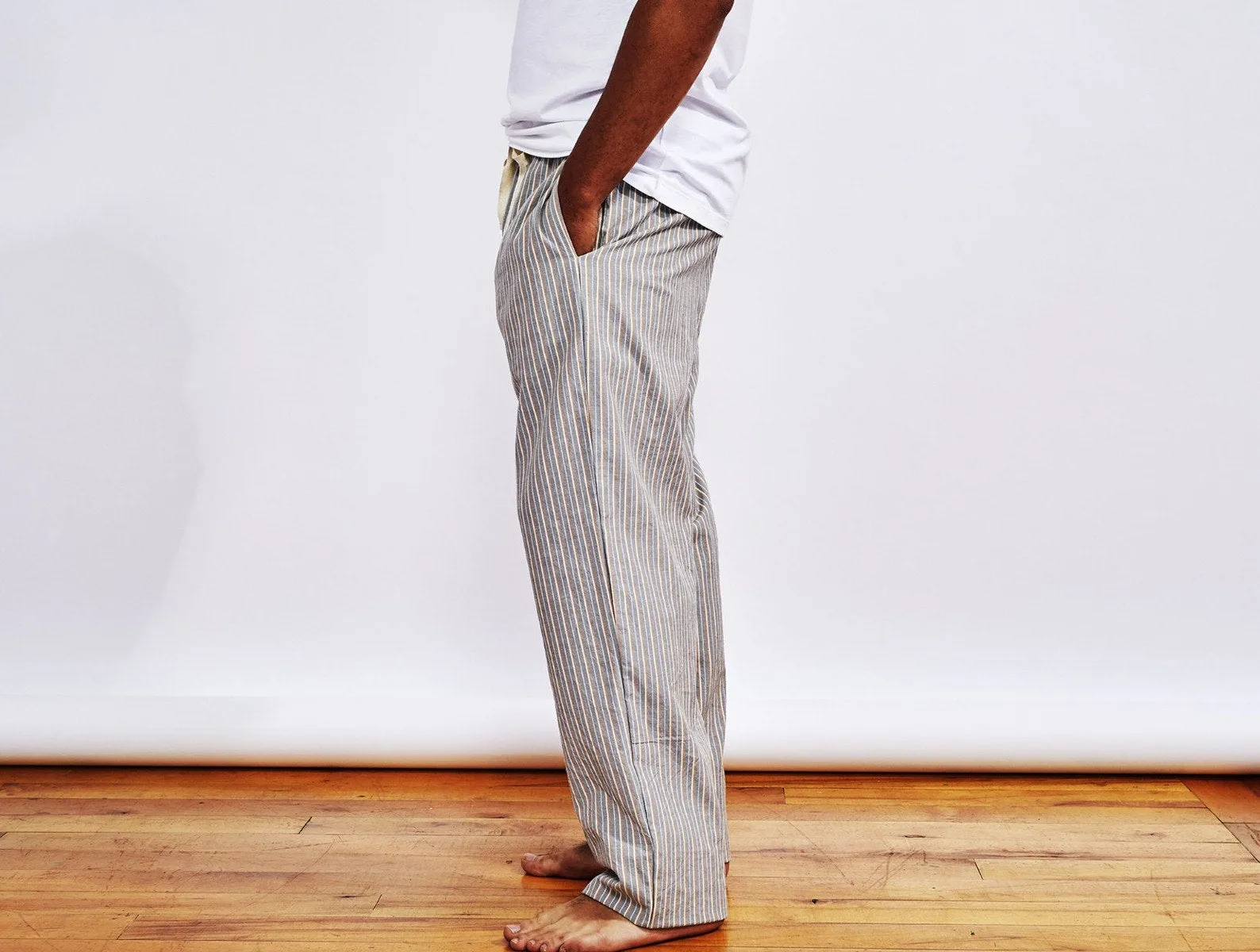 Men's Striped Organic Crinkled Pajama Pants - Renewed