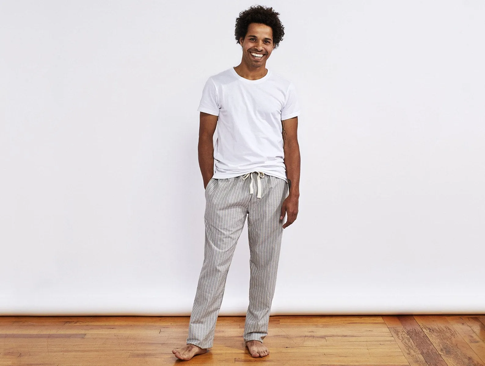 Men's Striped Organic Crinkled Pajama Pants - Renewed
