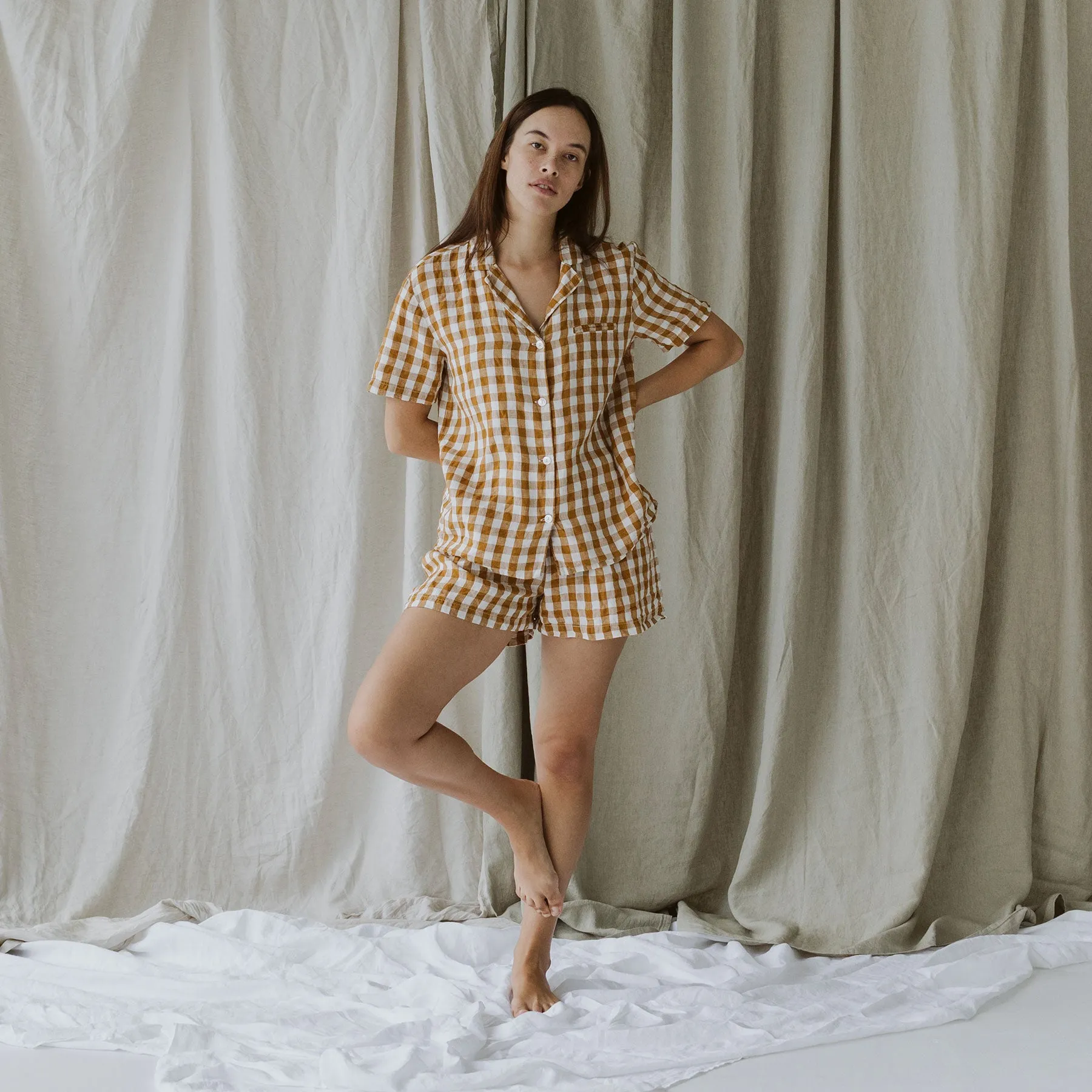 Mila Short Sleeve - Honey Gingham, XS